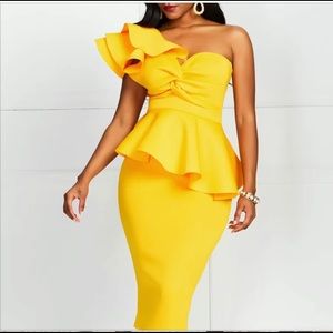Beautiful yellow peplum dress